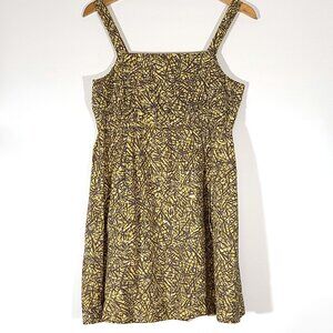 Anthropologie FEI Yellow White Taupe Empire Waist Camisole Top Tank Size Small